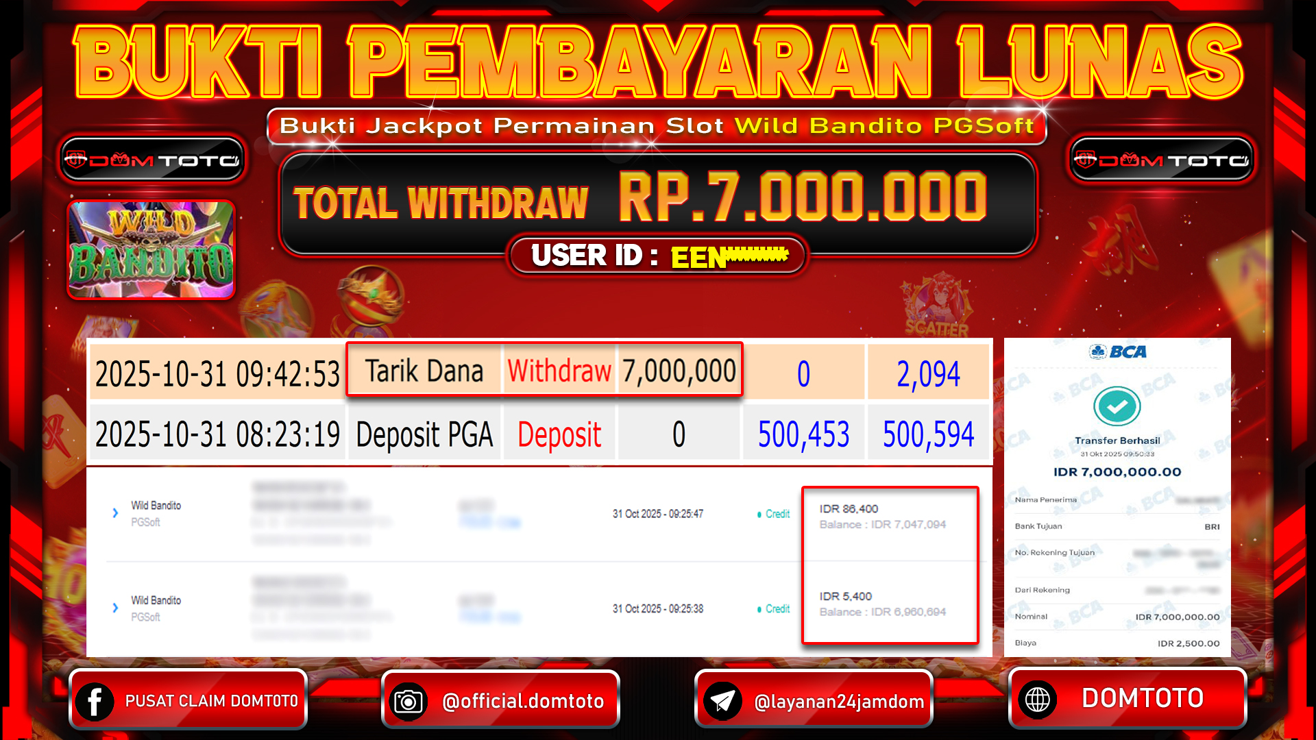 JACKPOT SLOT Wild Bandito PGSoft 31 OKTOBER 2025